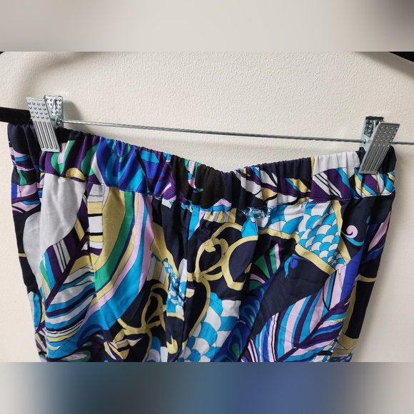 Saint & Sofia Wide Leg Pant, Blue Palm, Size US 8 - Picture 5 of 11